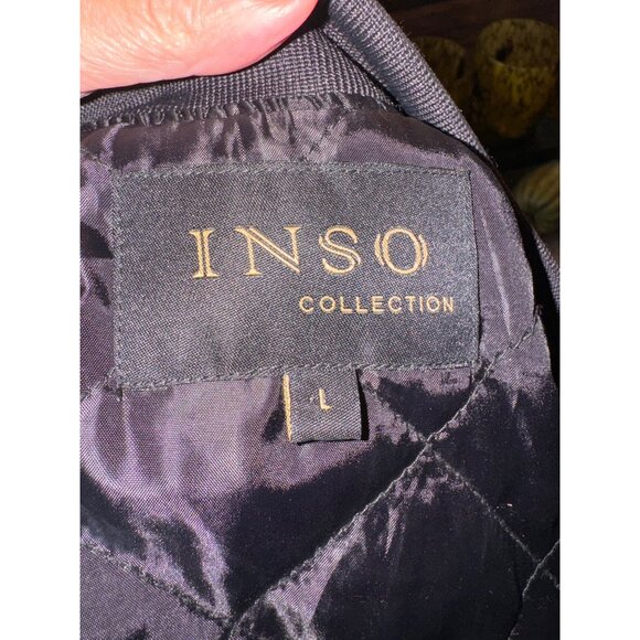 Black Flight Bomber Jacket By Inso Collection L Grunge City Goth Biker Zip Quilt - Picture 5 of 11